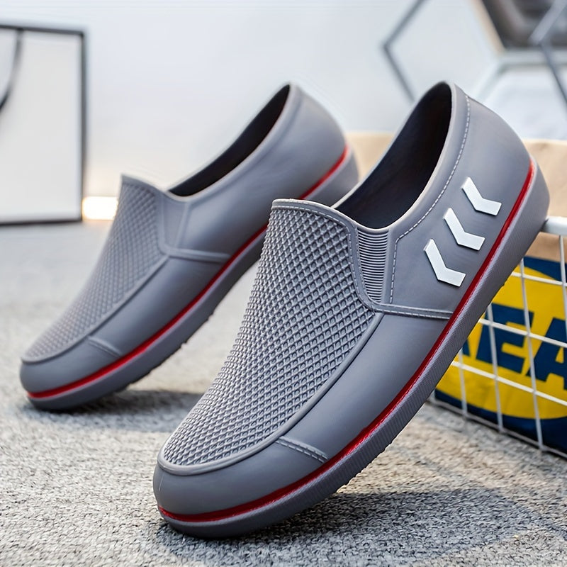 Men's Waterproof Slip On Low Top Rain Boots for Outdoor Activities