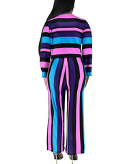 Colorblock Stripe Print Outfits 2 Piece Set