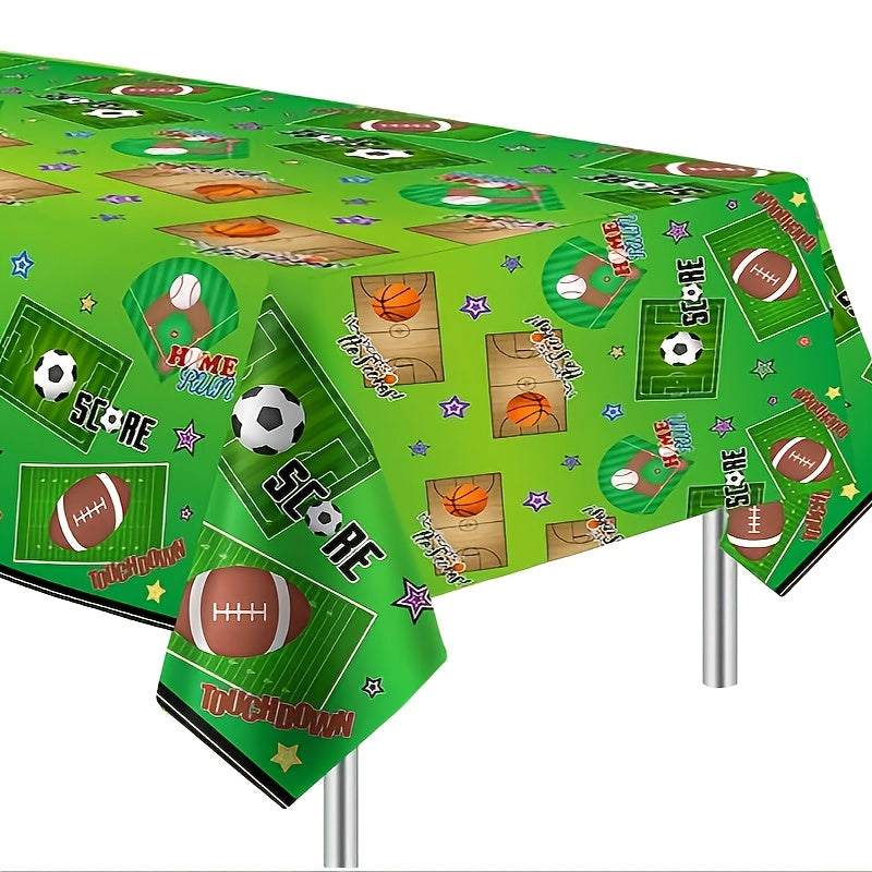 2pcs Sports Theme Birthday Party Tablecloth Football Basketball Rugby Decoration