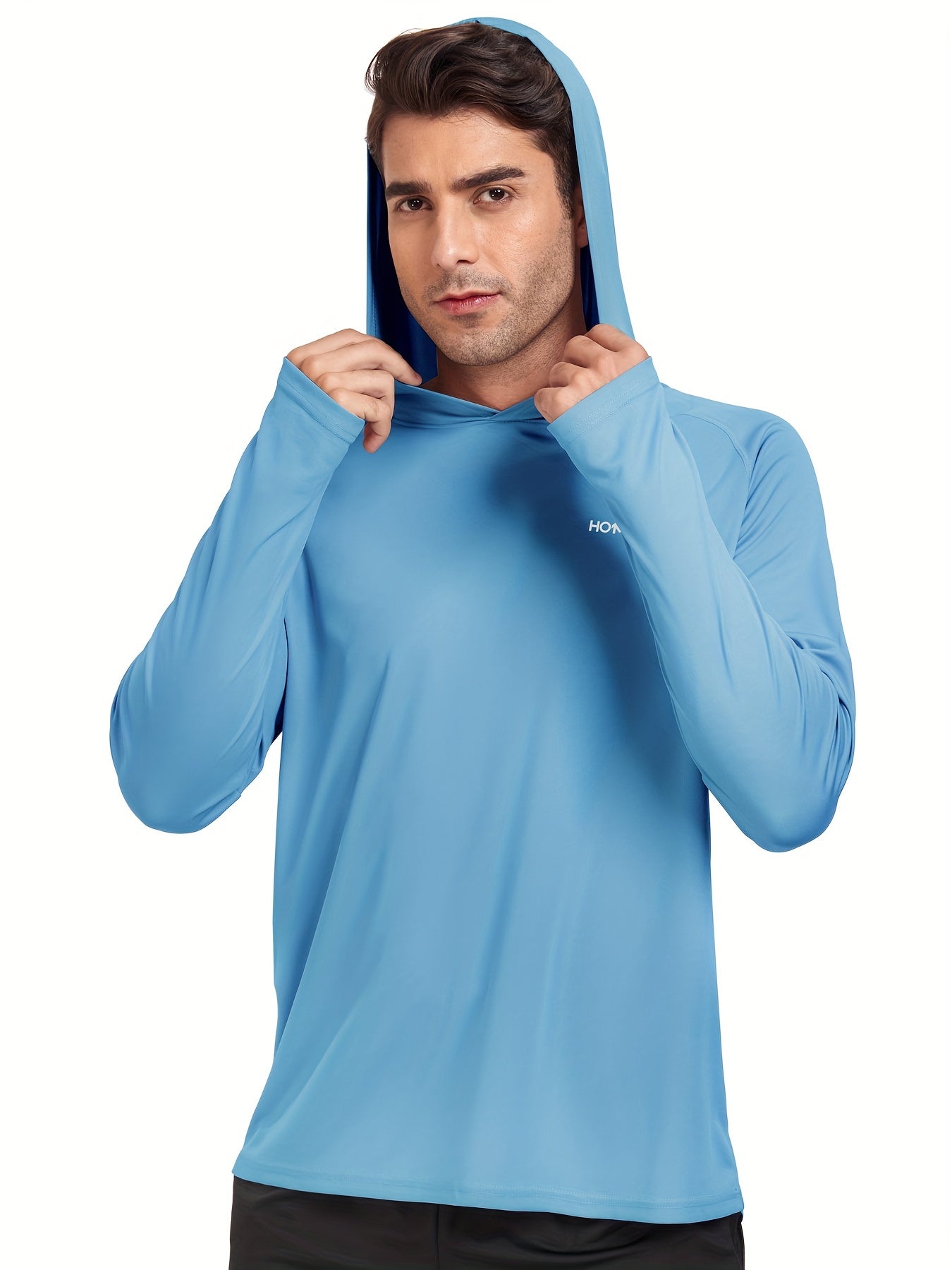 Men's Long Sleeve Hooded T Shirt Lightweight for Running Fishing Hiking