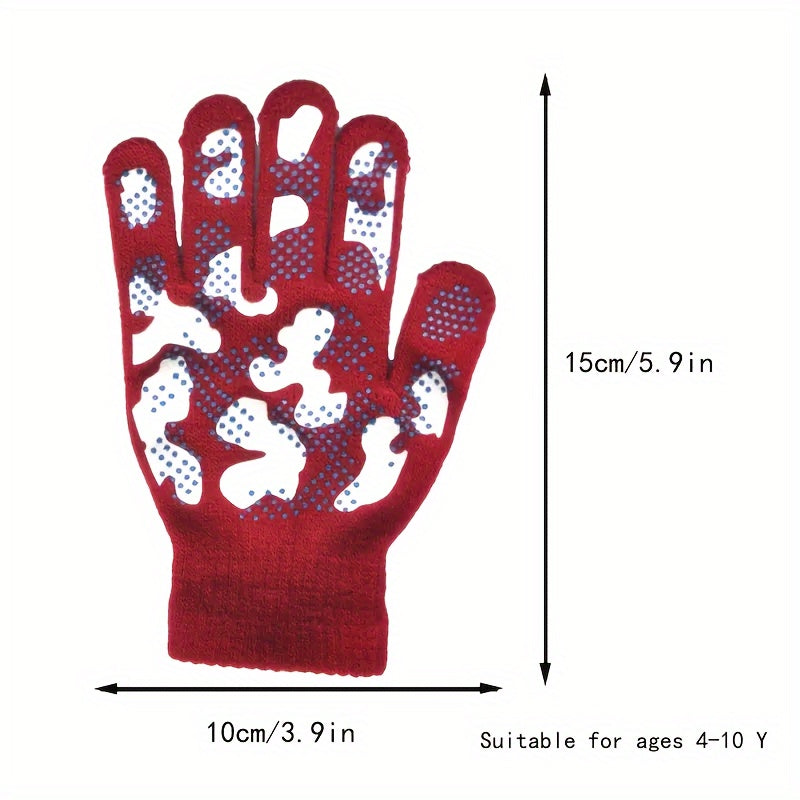 Knitted Full Finger Non-slip Winter Gloves for Boys/Girls