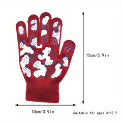 Knitted Full Finger Non-slip Winter Gloves for Boys/Girls