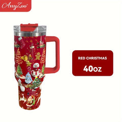 Anyzoo 40oz Christmas Stainless Steel Water Cup Leakproof Bottle