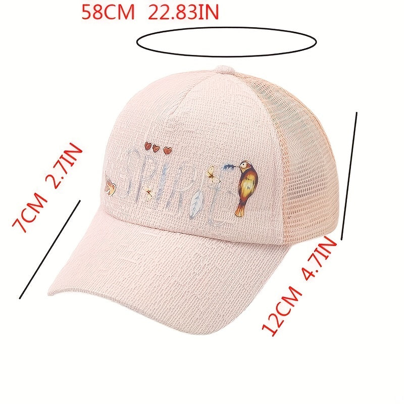 Glitter Print Mesh Trucker Hat Cotton Sunshade Baseball Cap