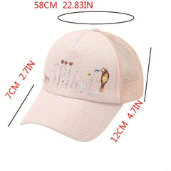 Glitter Print Mesh Trucker Hat Cotton Sunshade Baseball Cap