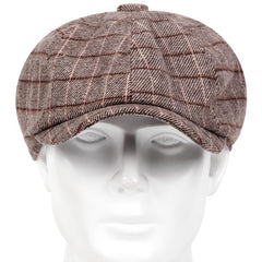 Men's Plaid Print Short Brim Newsboy Hat
