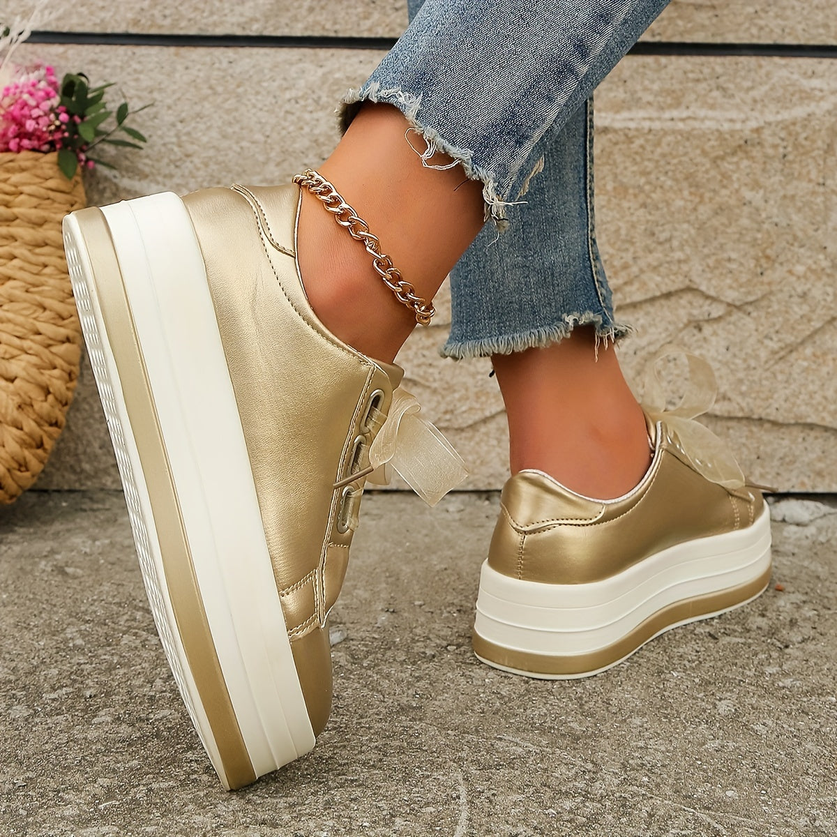 Womens Platform Sneakers Outdoor Shoes Lightweight & Comfortable Low Top Shoes