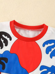Sunset Pattern T shirt & Shorts Set for Boys Kids Summer Clothes