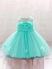 Hollow Out Flower Applique Princess Dress