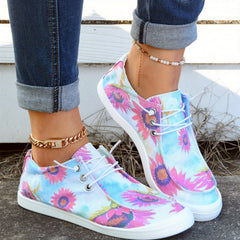 Sunflower Pattern Boat Shoes Lightweight Walking Shoes Women's Footwear