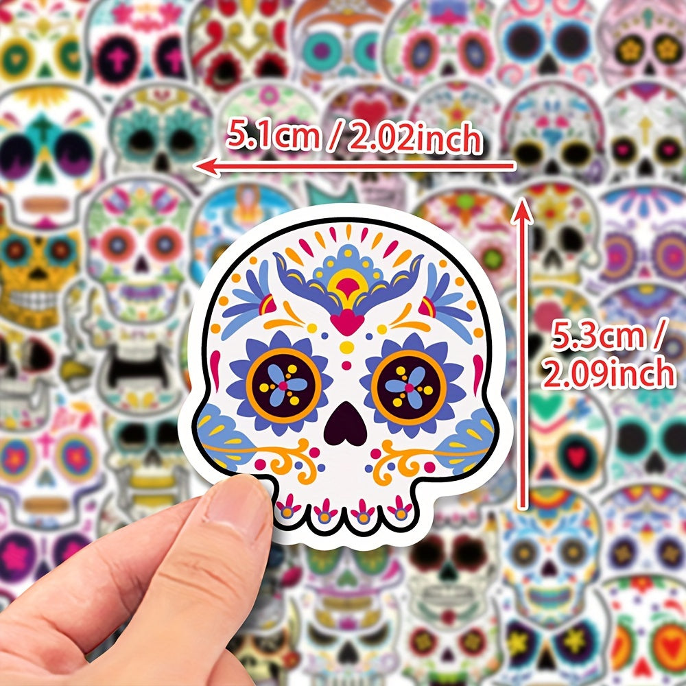 50pcs Painted Skull Stickers for Laptop Helmets Water Cup DIY Sticker Pack