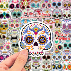 50pcs Painted Skull Stickers for Laptop Helmets Water Cup DIY Sticker Pack