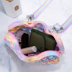Girls' Silicone Rainbow Heart Crossbody Bag Coin Purse