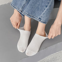 5 Pairs Ribbed Ankle Socks Casual & Comfy Women's Stockings