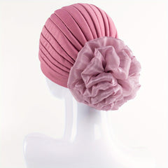 Pleated Mesh Flower Turban Head Wrap Bandana Chemo Cap
