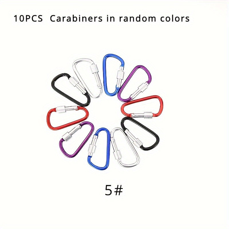 10pcs D type Lock Buckle Aluminum Alloy Bottle Hanging Hook For Camping
