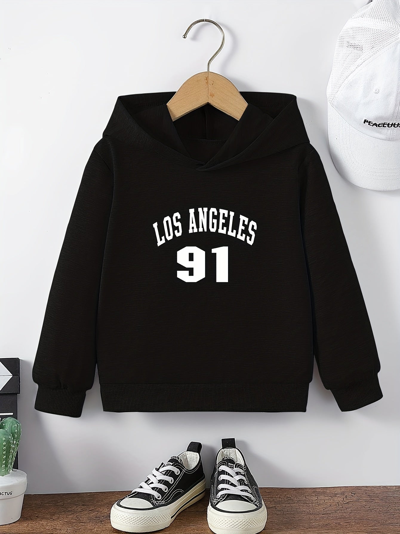 Girls LA Print Hooded Sweatshirt Top Long Sleeve Pullovers