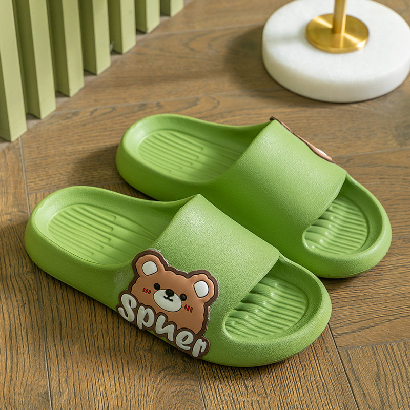 Women's Bear Print Pillow Slides Soft Sole Lightweight Indoor Shoes