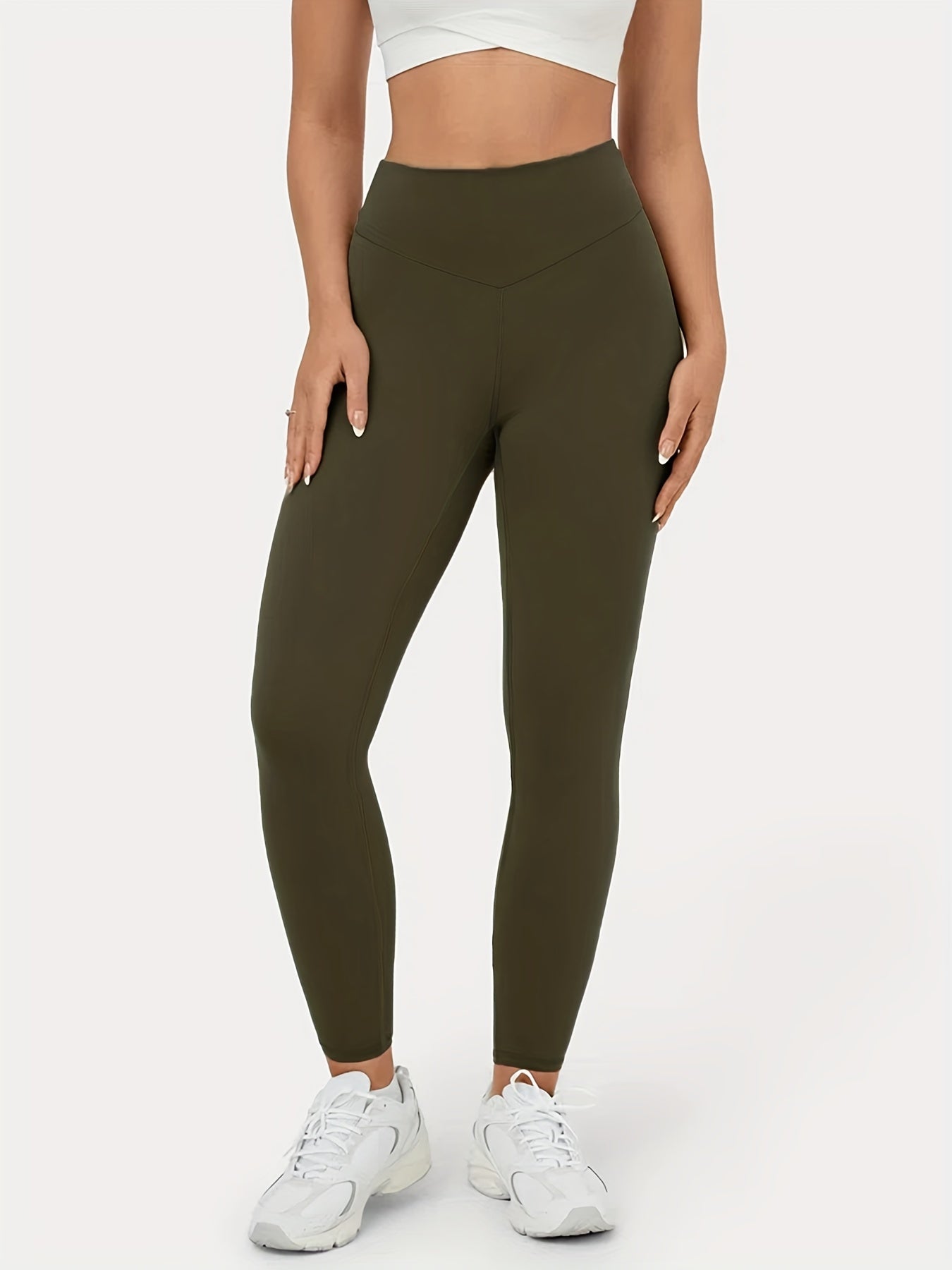 Sports Leggings Women's Plus Solid Twist Cut Out Back High Waist
