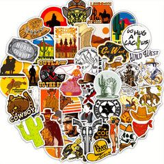 50pcs Western Cowboy Stickers For Luggage Phone Case Boys Girls Reward Stickers