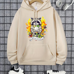 Raccoon Animals Print Hoodie Men's Casual Graphic Pullover Sweatshirt