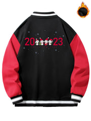 Christmas Rabbit Graphic Print Men's Baseball Jacket