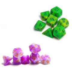 Mini Dice Set Purple & Dark Green for Table Game