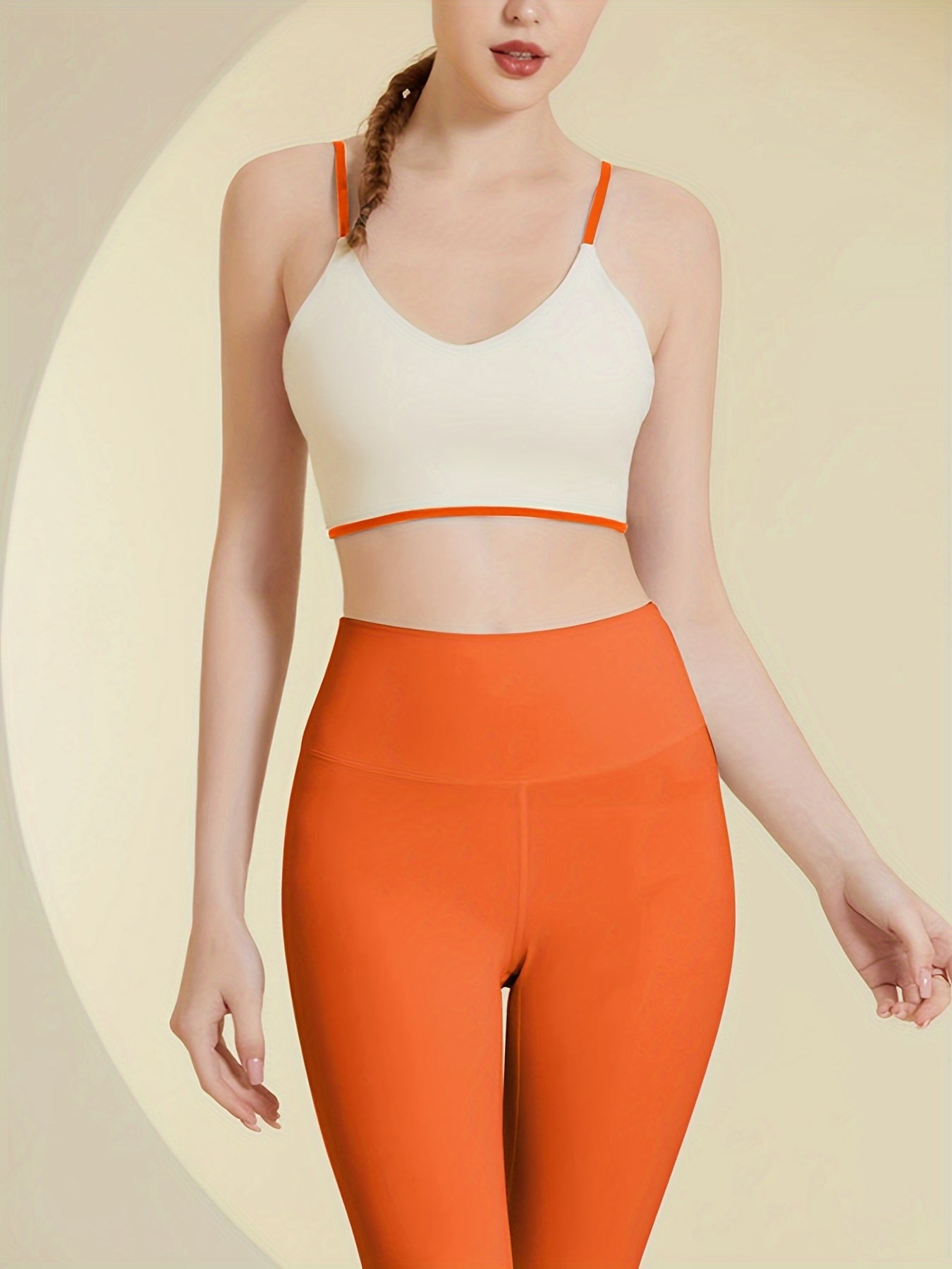 Contrast Strap Beauty Back Sports Bra & High Waist Leggings Set