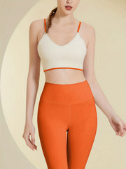 Contrast Strap Beauty Back Sports Bra & High Waist Leggings Set