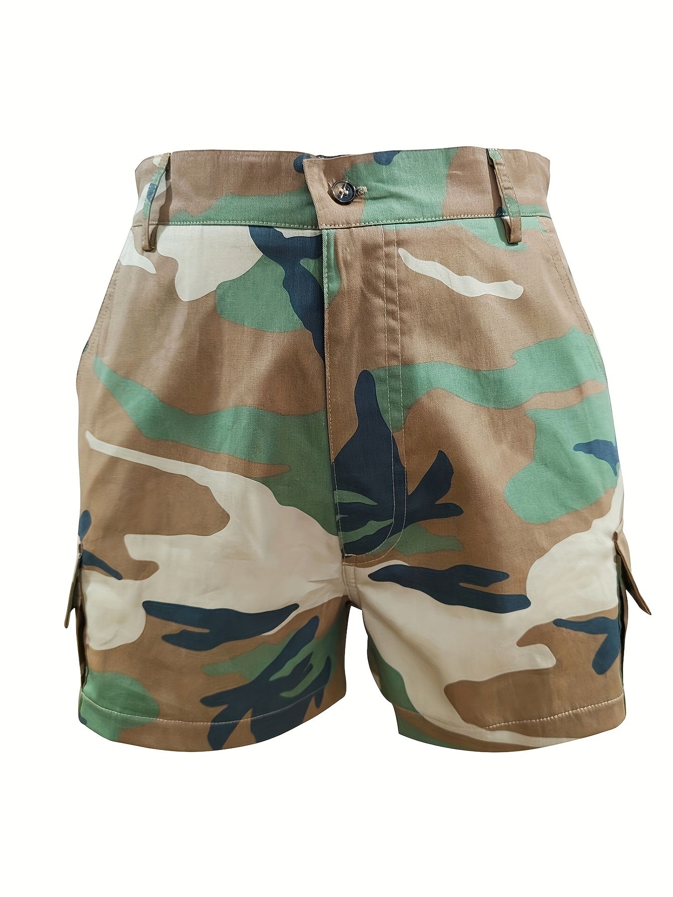 Camouflage Print Cargo Shorts for Women