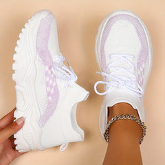 Women's Platform Sock Sneakers Lace Up Knitted Low Top Running Shoes