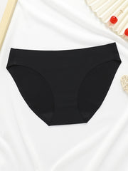 6 Pcs Seamless Hipster Bikini Panties Solid Medium Stretch Women's Underwear