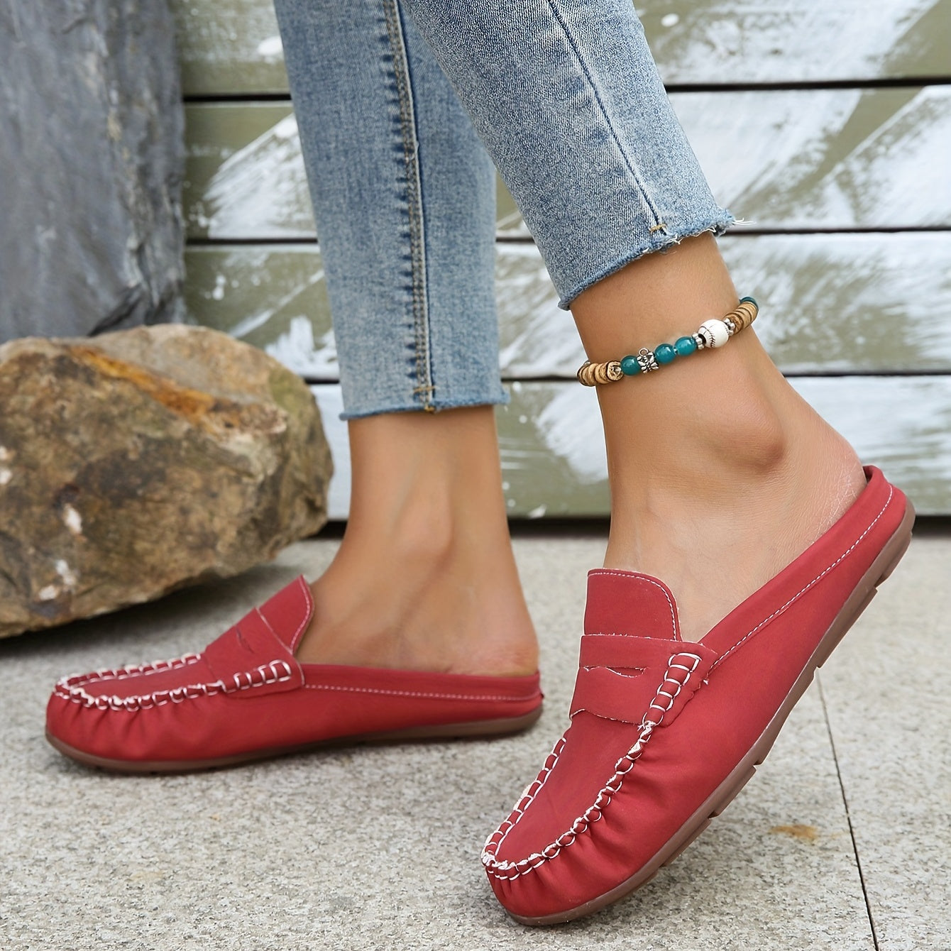 Women's Casual Slip On Sandals Stitching Detail Lightweight Shoes