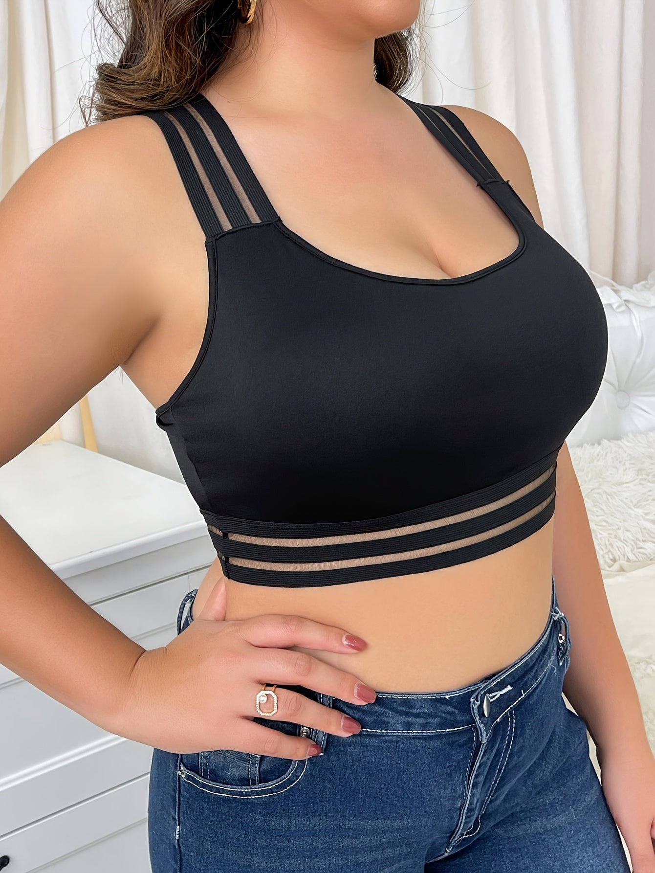 Striped Crisscross Back Seamless Tank Bra