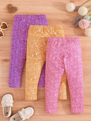 3pcs Girls' Dalmatian Leggings Stretch Casual Pants Spring Autumn
