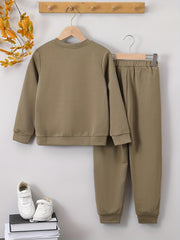 Boys 2pcs Sweatshirt & Sweatpants Set YORK Print Long Sleeve Top Casual Outfits