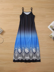Plus Floral & Ombre Print V-Neck Maxi Cami Dress