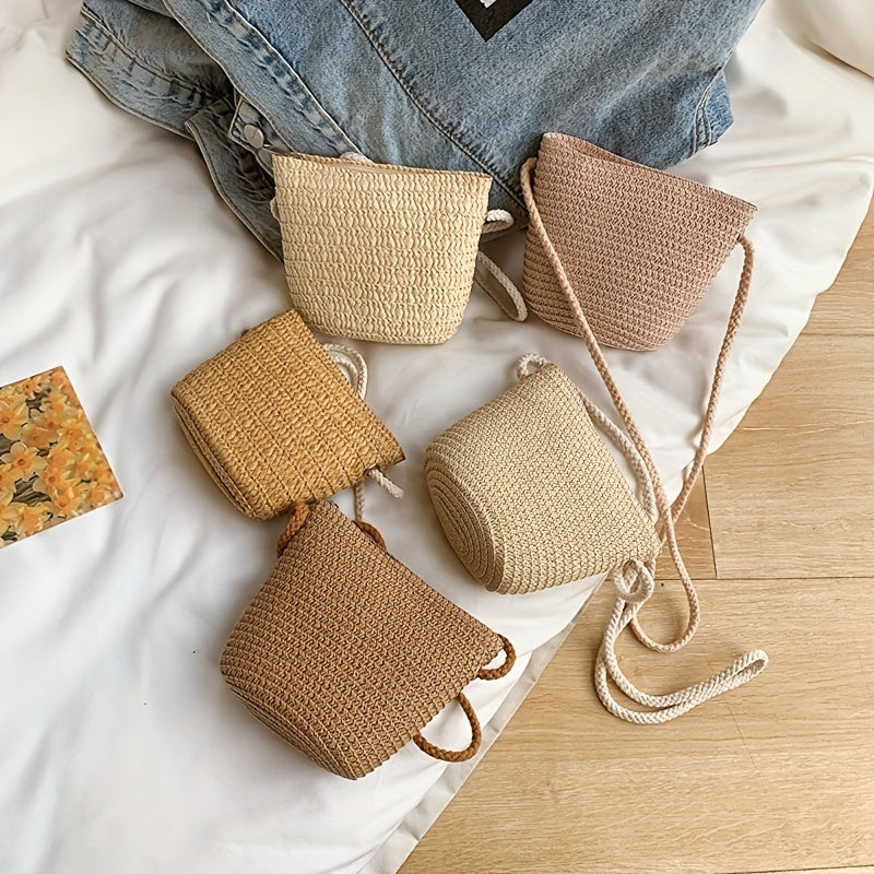 Girls' Holiday Straw Crossbody Bag & Coin Purse Set
