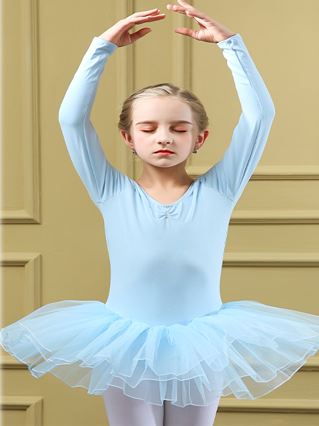 Sweet Girls Long Sleeve Ballet Tutu Leotard Dancing Suit