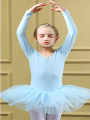 Sweet Girls Long Sleeve Ballet Tutu Leotard Dancing Suit
