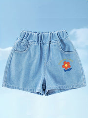 Girls' Princess Graphic Denim Shorts For Casual Summer