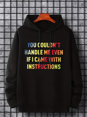 Men's Letter Print Hoodie Active Drawstring Hooded Sweatshirt