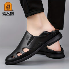 Men's Leather Hiking Sandals Non Slip Beach Water Shoes