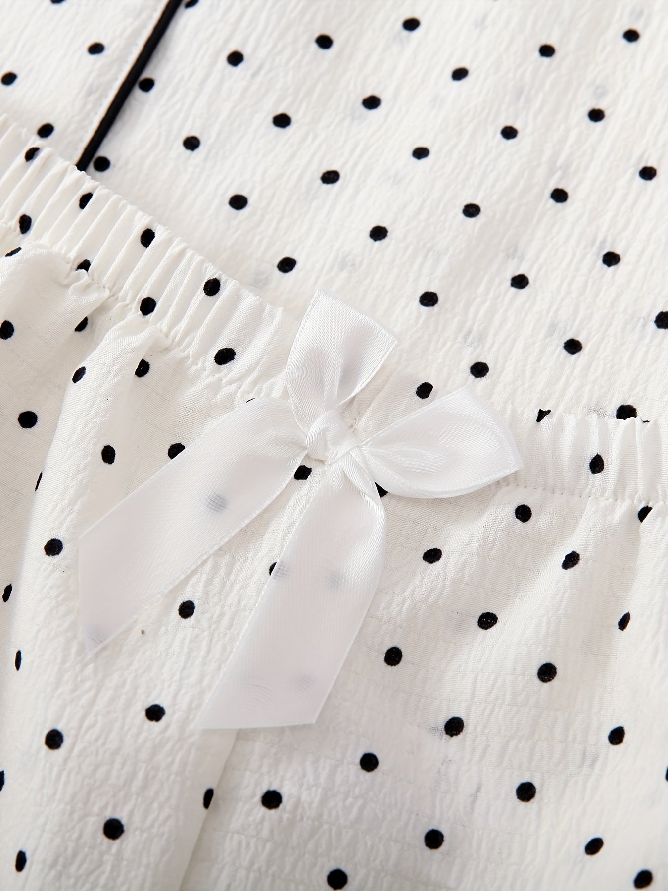 Polka Dot Pajama Set Short Sleeve Lapel Buttons Top & Shorts Women's Sleepwear