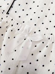 Polka Dot Pajama Set Short Sleeve Lapel Buttons Top & Shorts Women's Sleepwear