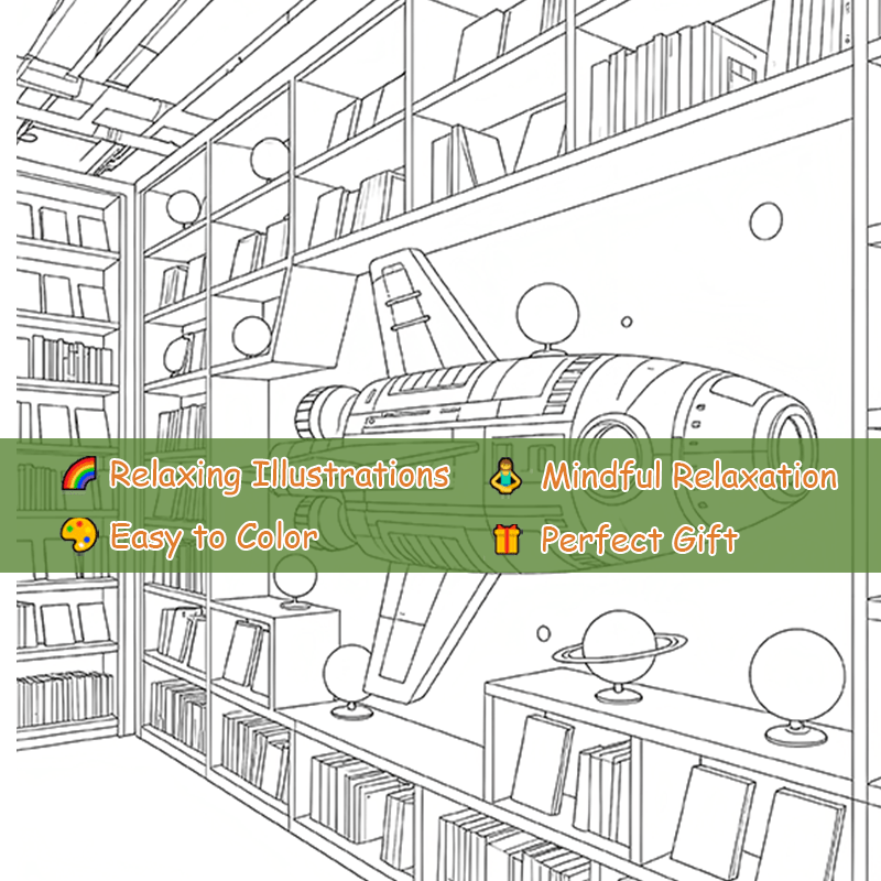 Deluxe Edition Adult Coloring Book Unique Bookshelf & Cozy for Family Friends