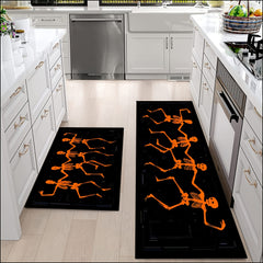 2pcs Halloween Skull Kitchen Mat Non Skid Washable Carpet