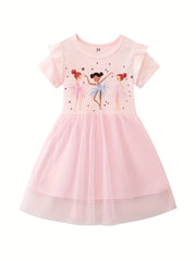 Toddler Girls Tutu Cotton Dress Dancing Girls Pattern Summer Dress