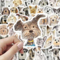 60 Dog Sketch Stickers Reusable Cartoon Pet Decals, Assorted Designs Self Adhesi