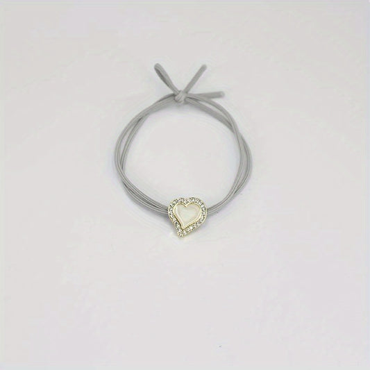 Heart Rhinestone Hair Tie Four Clover Hair Rope